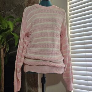 Vintage 90s City Street Twee Striped 100% Cotton Sweater
